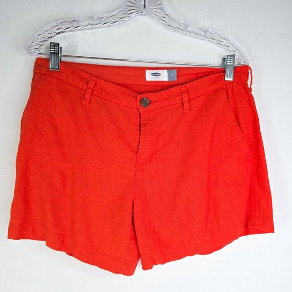 OLd Navy Twill Linen Blend Tangerine Orange Everyday Shorts - Picture 2 of 8